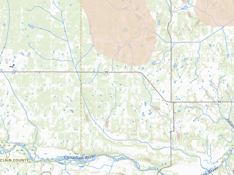 Radar-estimated hail-size map of the storm over Wanette, OK on Jul 4, 2026