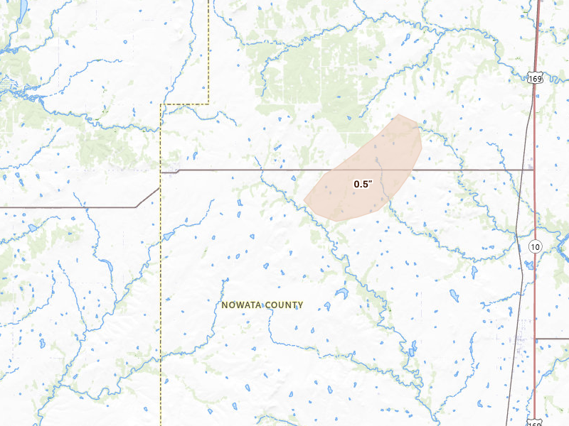 Radar-estimated hail-size map of the storm over Wann, OK on Mar 6, 2026