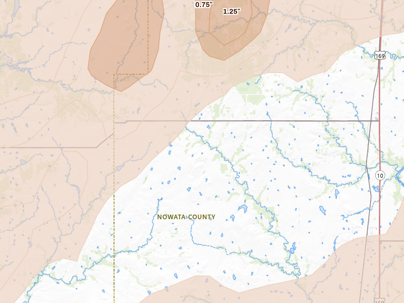 Radar-estimated hail-size map of the storm over Wann, OK