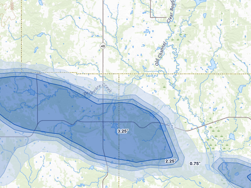NEXRAD radar-signature map of the hail storm over Wapanucka, OK on Apr 28, 2026