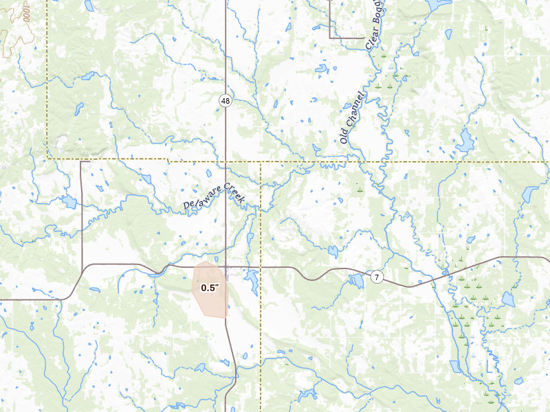 Radar-estimated hail-size map of the storm over Wapanucka, OK