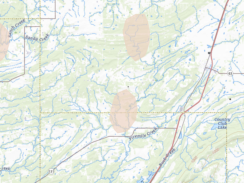 Radar-estimated hail-size map of the storm over Wardville, OK