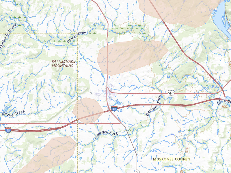 Radar-estimated hail-size map of the storm over Warner, OK on Mar 4, 2026