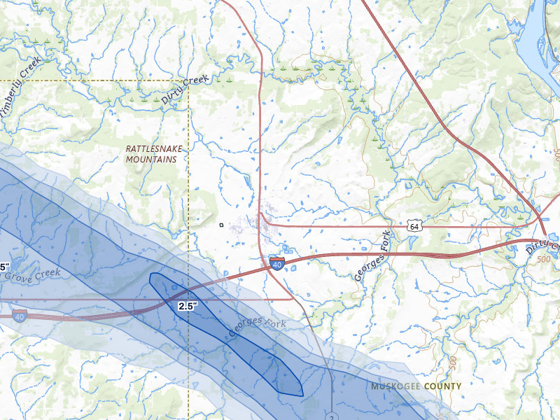 NEXRAD radar-signature map of the hail storm over Warner, OK on May 8, 2026