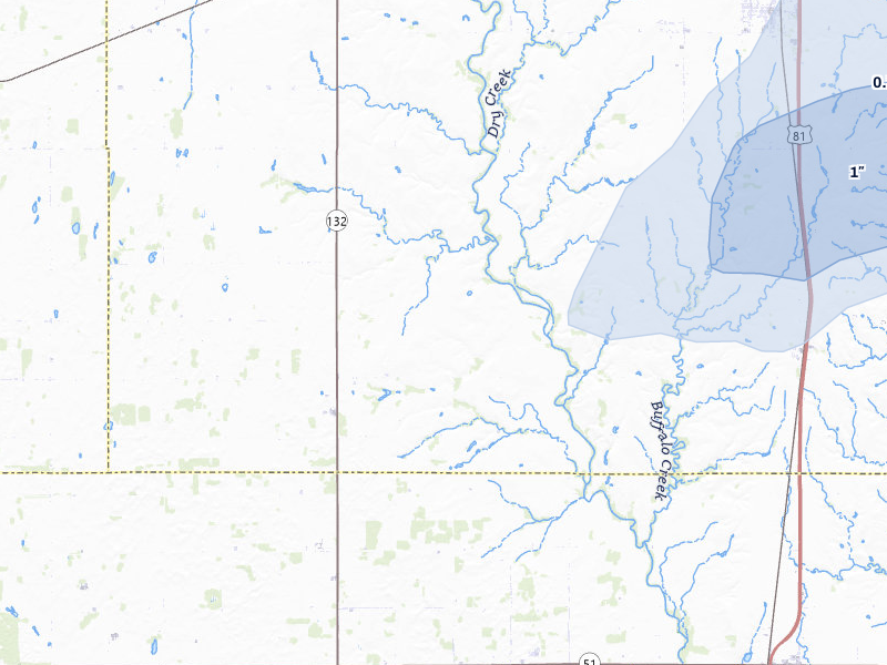 NEXRAD radar-signature map of the hail storm over Waukomis, OK on Apr 1, 2026