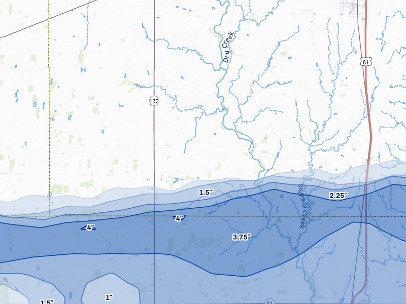 NEXRAD radar-signature map of the hail over Waukomis, OK