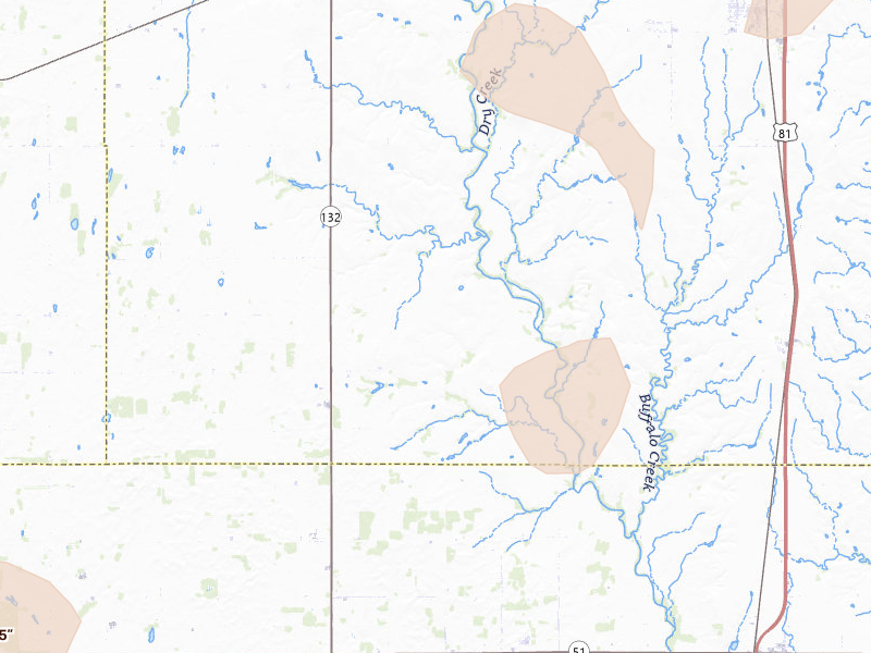 Radar-estimated hail-size map of the storm over Waukomis, OK on May 22, 2026