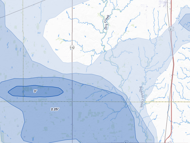 NEXRAD radar-signature map of the hail storm over Waukomis, OK on Jun 26, 2026