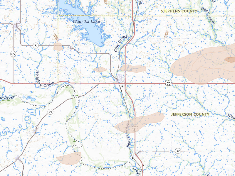 Radar-estimated hail-size map of the storm over Waurika, OK on Apr 28, 2026