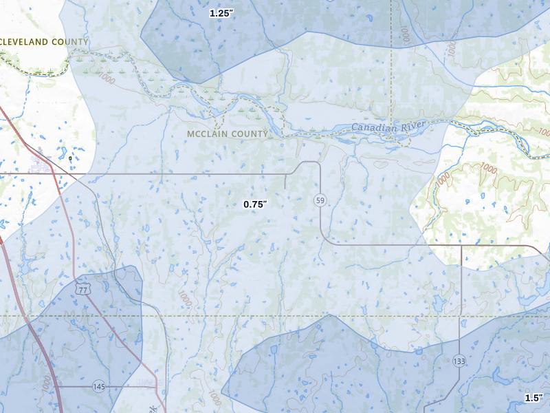 NEXRAD radar-signature map of the hail storm over Wayne, OK on Mar 6, 2026