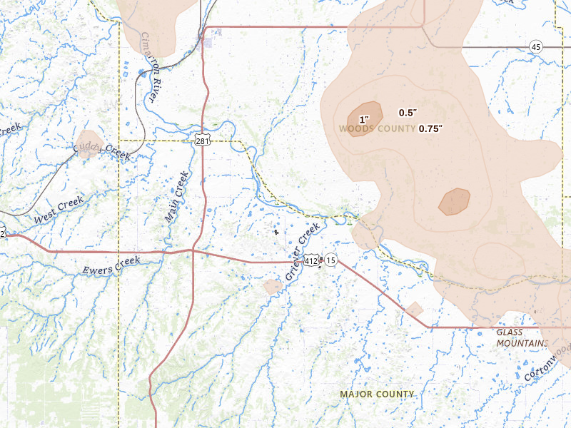 Radar-estimated hail-size map of the storm over Waynoka, OK