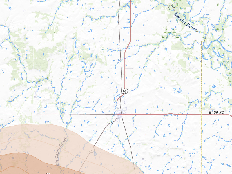 Radar-estimated hail-size map of the storm over Welch, OK on Apr 25, 2026