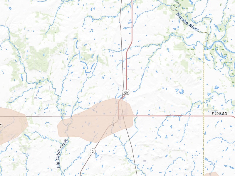 Radar-estimated hail-size map of the storm over Welch, OK on Jun 26, 2026