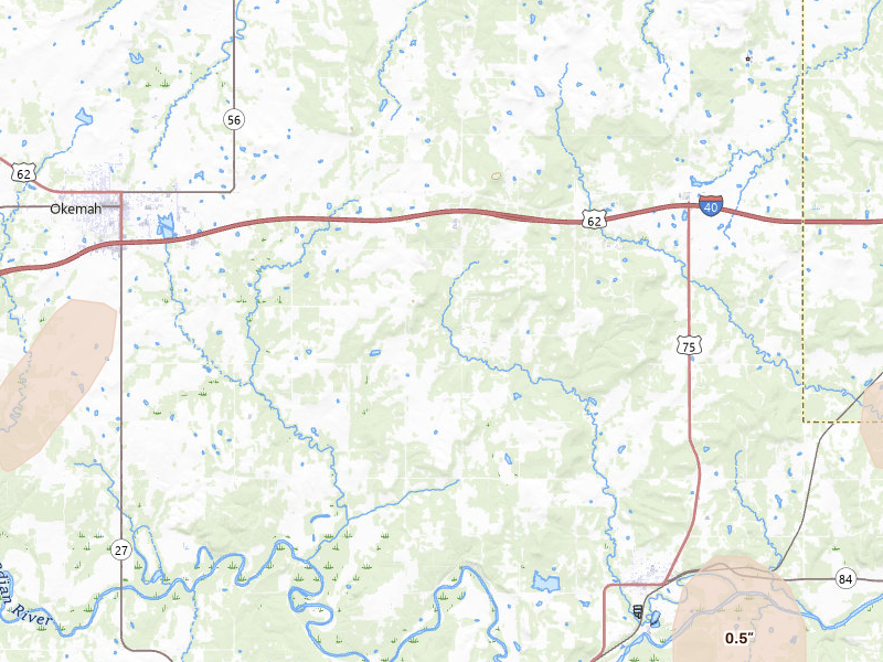 Radar-estimated hail-size map of the storm over Weleetka, OK on Apr 3, 2026