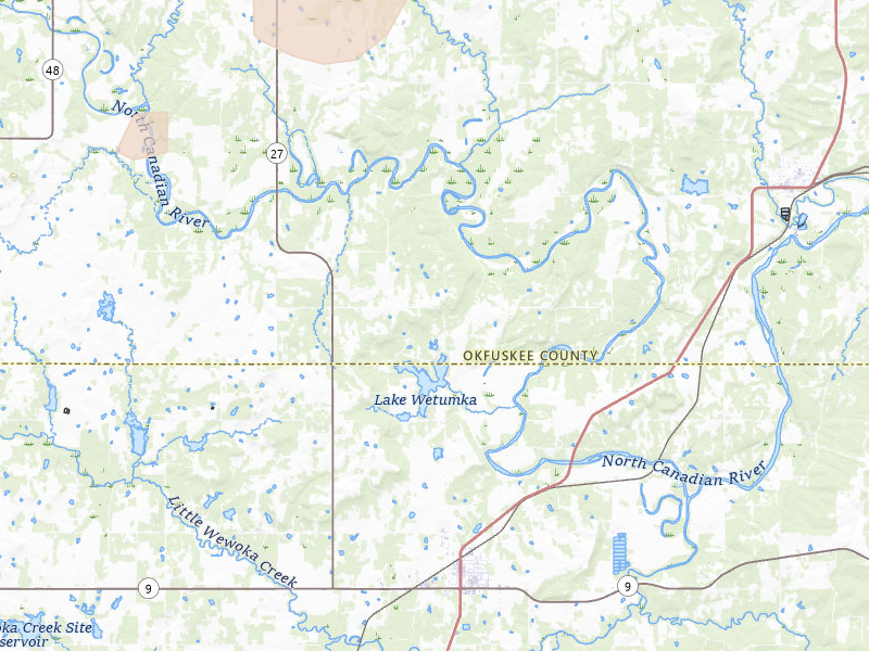 Radar-estimated hail-size map of the storm over Wetumka, OK on Mar 6, 2026