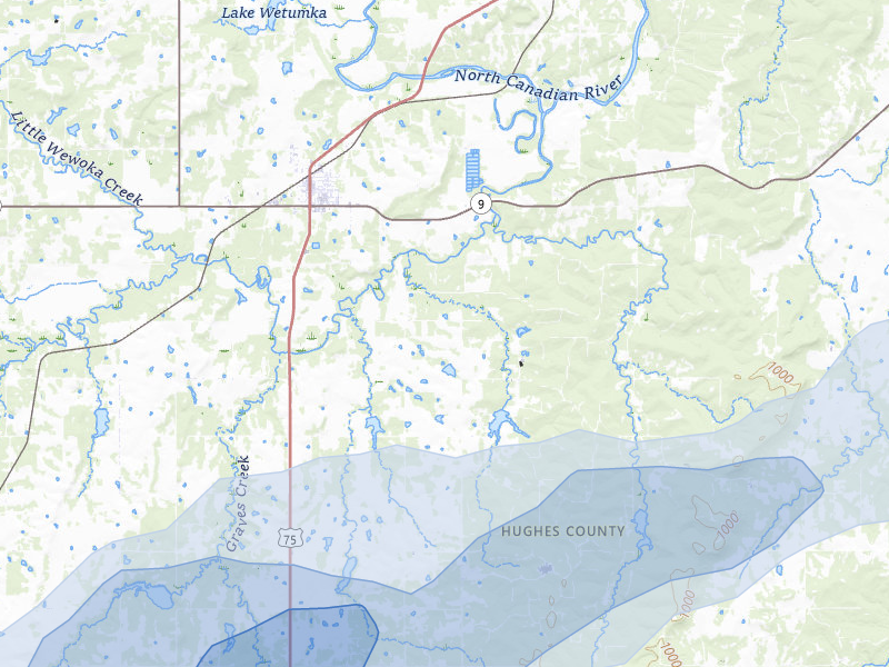 NEXRAD radar-signature map of the hail storm over Wetumka, OK on Apr 28, 2026