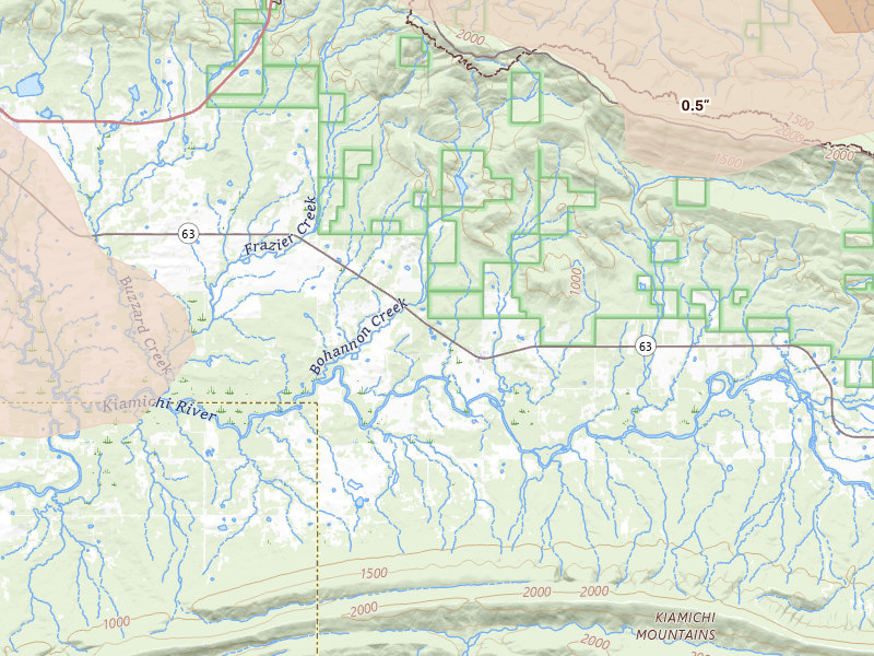 Radar-estimated hail-size map of the storm over Whitesboro, OK on Apr 24, 2026