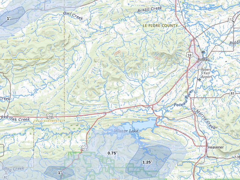 NEXRAD radar-signature map of the hail storm over Wister, OK on Mar 4, 2026