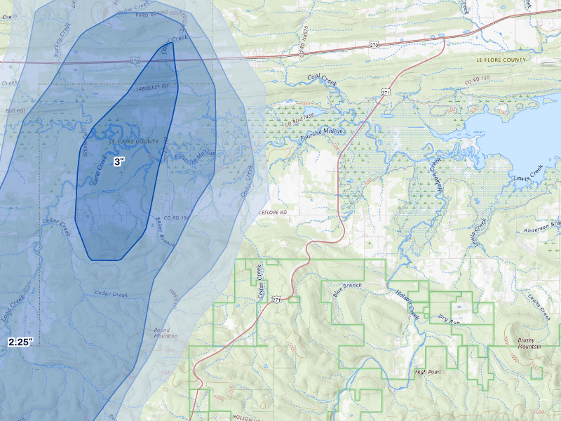 NEXRAD radar-signature map of the hail storm over Wister, OK on Aug 26, 2026