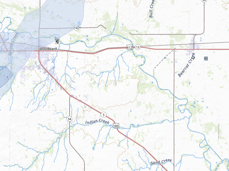 NEXRAD radar-signature map of the hail storm over Woodward, OK on Mar 3, 2026