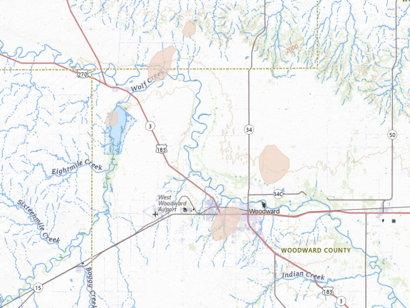 Radar-estimated hail-size map of the storm over Woodward, OK