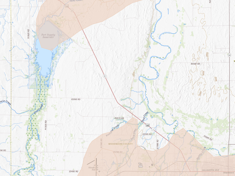 Radar-estimated hail-size map of the storm over Woodward, OK on Sep 19, 2026