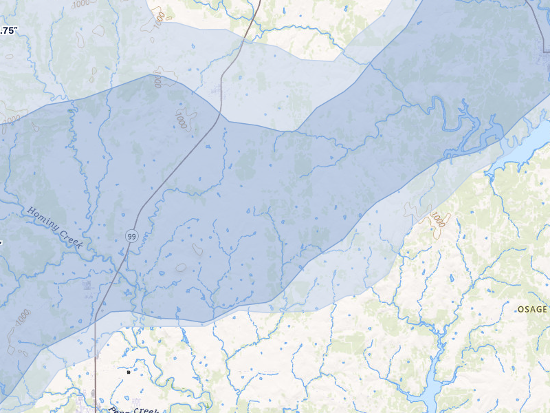 NEXRAD radar-signature map of the hail storm over Wynona, OK on Apr 1, 2026