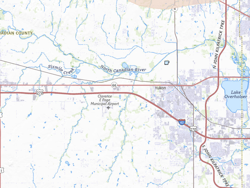 Radar-estimated hail-size map of the storm over Yukon, OK on May 9, 2026