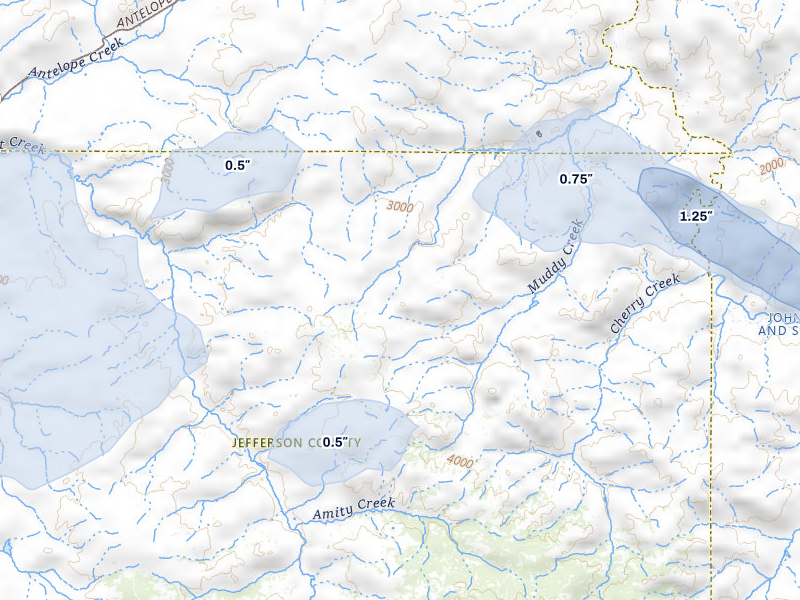 NEXRAD radar-signature map of the hail storm over Ashwood, OR on May 28, 2026