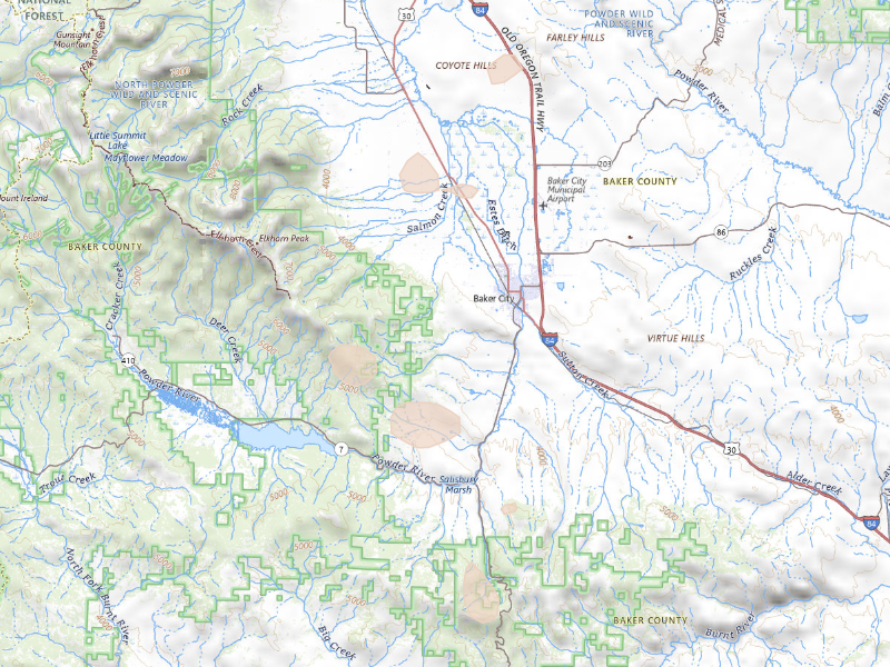 Radar-estimated hail-size map of the storm over Baker City, OR