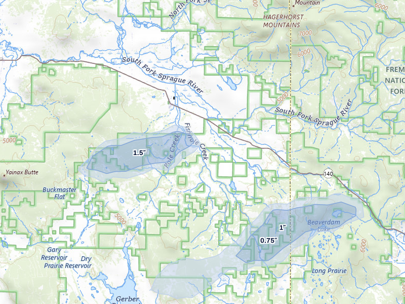 NEXRAD radar-signature map of the hail storm over Bly, OR on May 27, 2026