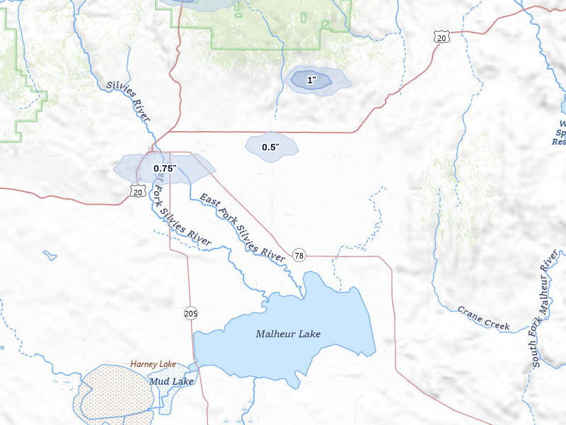 NEXRAD radar-signature map of the hail storm over Burns, OR on May 27, 2026