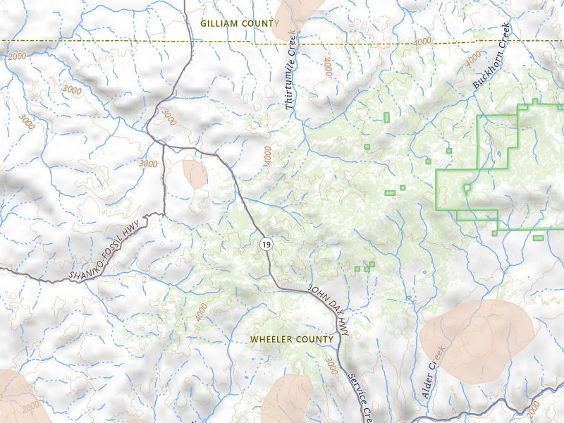 Radar-estimated hail-size map of the storm over Fossil, OR on May 28, 2026