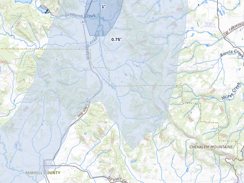 NEXRAD radar-signature map of the hail storm over Hillsboro, OR on Jul 22, 2026