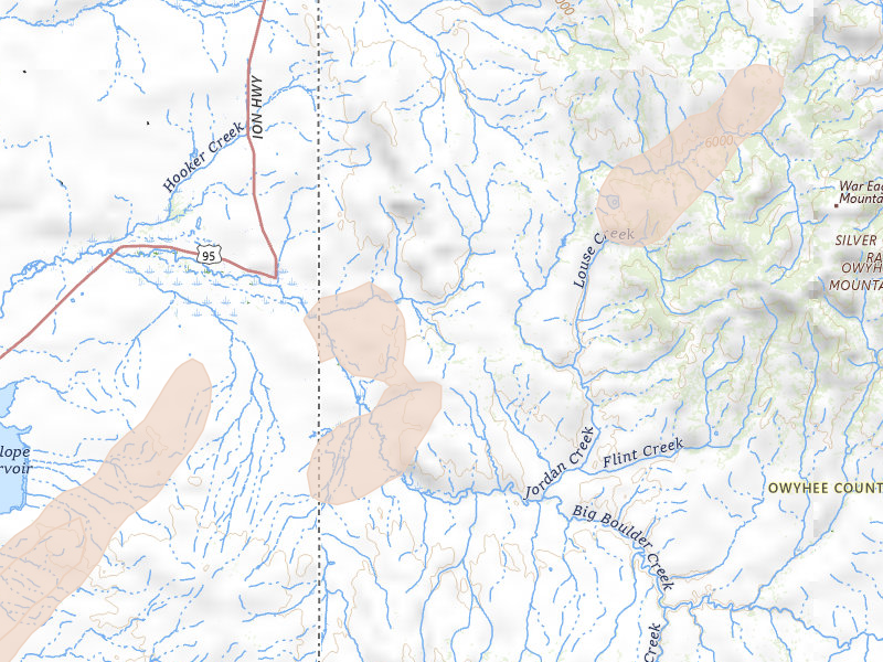 Radar-estimated hail-size map of the storm over Jordan Valley, OR on Jul 23, 2026