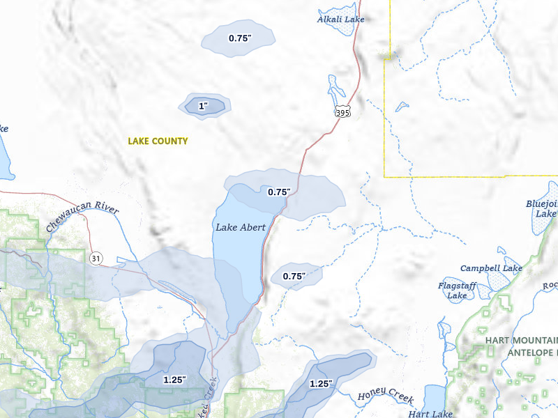 NEXRAD radar-signature map of the hail storm over Lakeview, OR on May 27, 2026