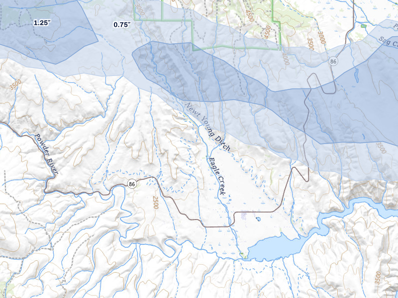 NEXRAD radar-signature map of the hail storm over Richland, OR on May 28, 2026