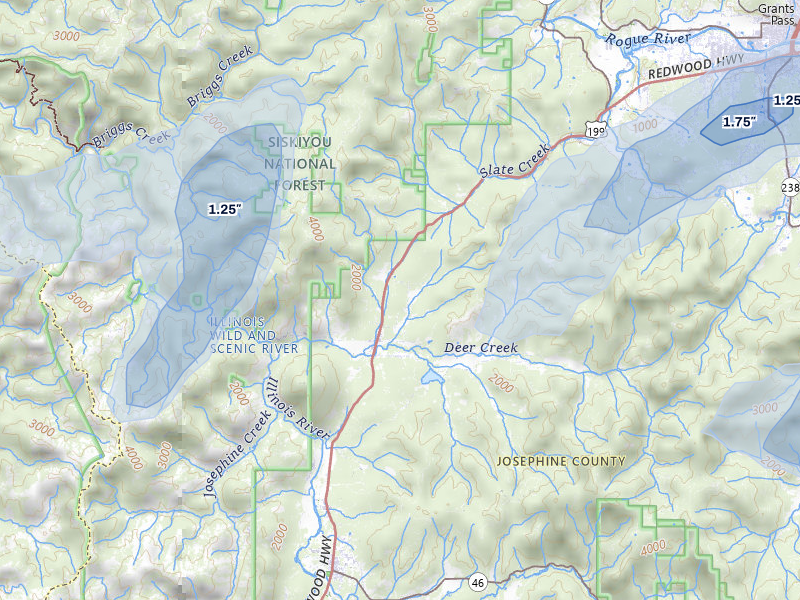 NEXRAD radar-signature map of the hail storm over Selma, OR on May 3, 2026