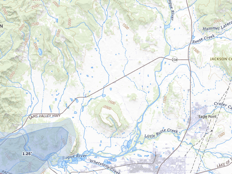 NEXRAD radar-signature map of the hail storm over White City, OR on May 3, 2026