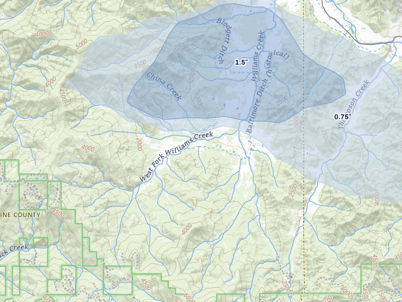 NEXRAD radar-signature map of the hail storm over Williams, OR on May 3, 2026