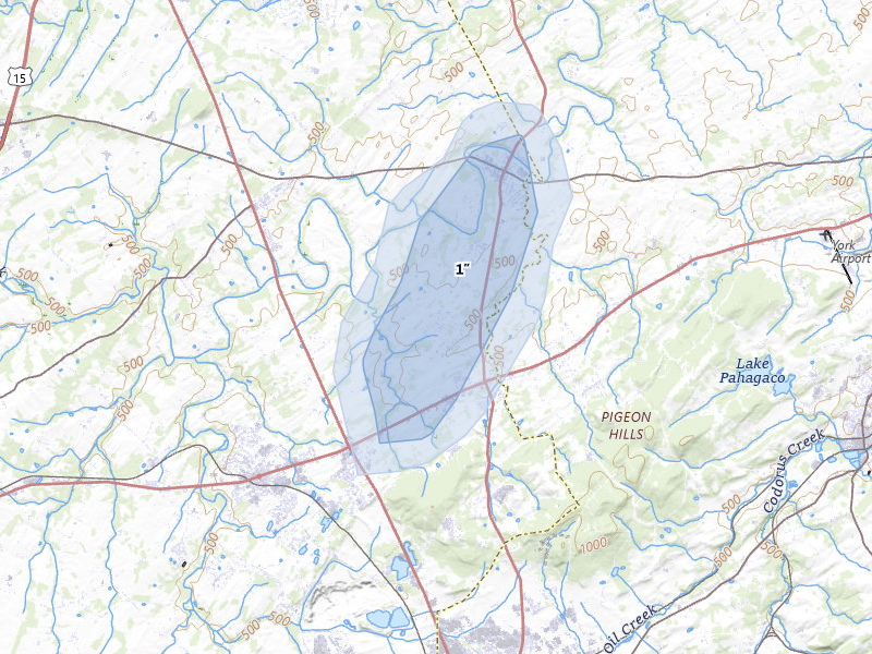 NEXRAD radar-signature map of the hail over Abbottstown, PA
