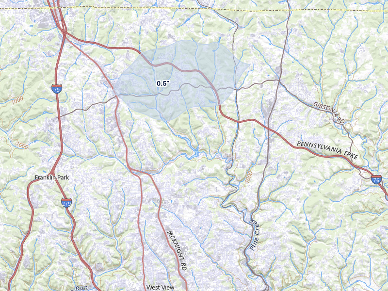 NEXRAD radar-signature map of the hail storm over Allison Park, PA on Mar 22, 2026