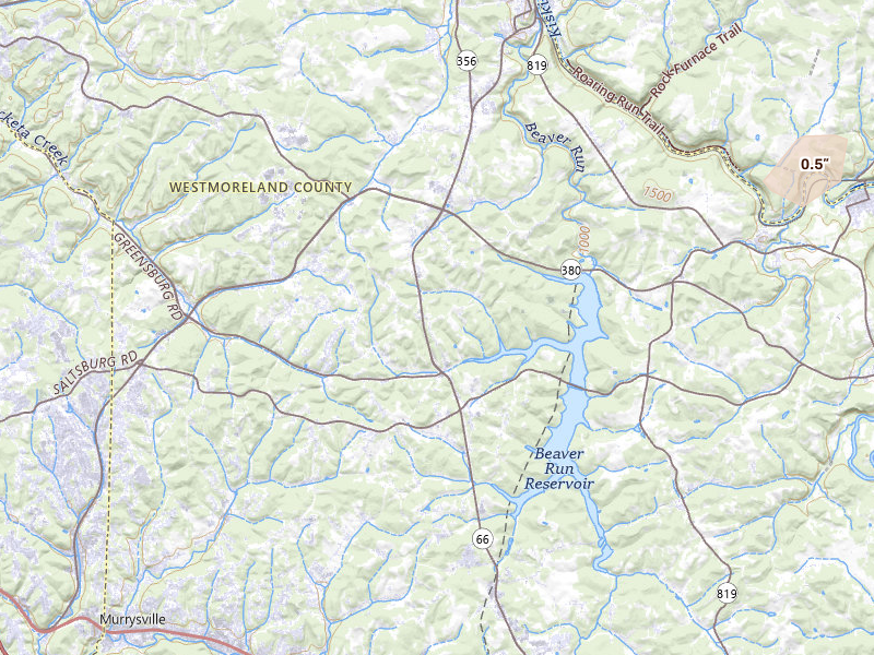 Radar-estimated hail-size map of the storm over Apollo, PA on Jul 4, 2026