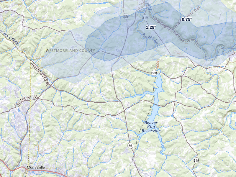NEXRAD radar-signature map of the hail over Apollo, PA
