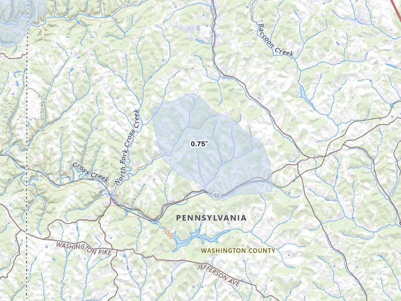 NEXRAD radar-signature map of the hail storm over Avella, PA on Mar 22, 2026