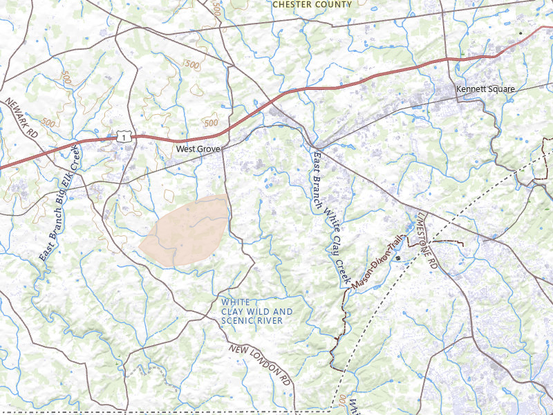 Radar-estimated hail-size map of the storm over Avondale, PA on Aug 27, 2026