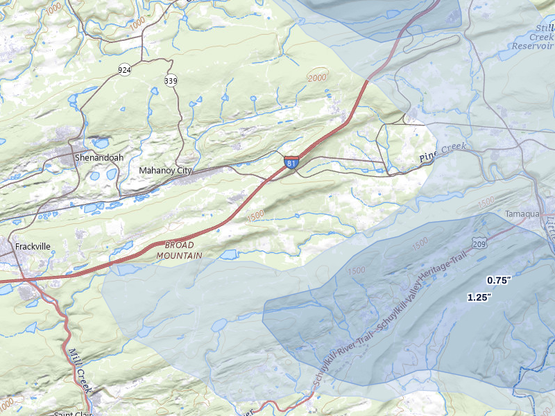 NEXRAD radar-signature map of the hail storm over Barnesville, PA on Jul 3, 2026