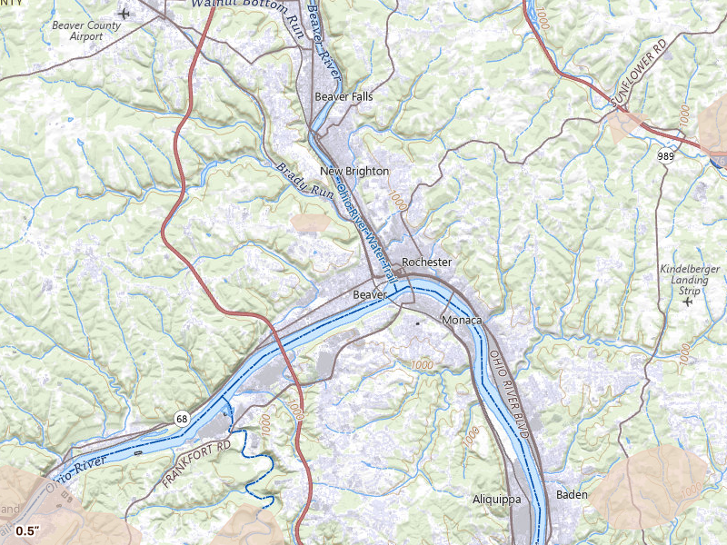 Radar-estimated hail-size map of the storm over Beaver, PA on Sep 2, 2026