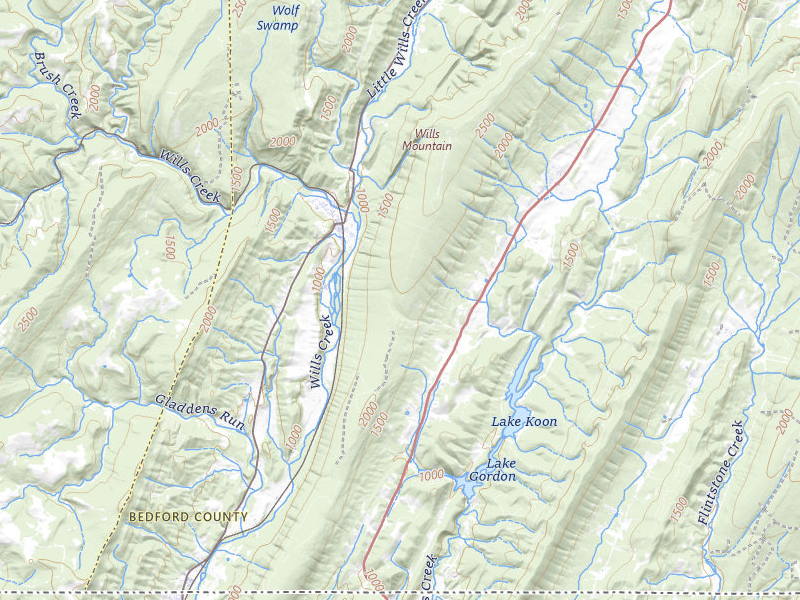 Radar-estimated hail-size map of the storm over Bedford, PA on Jul 4, 2026