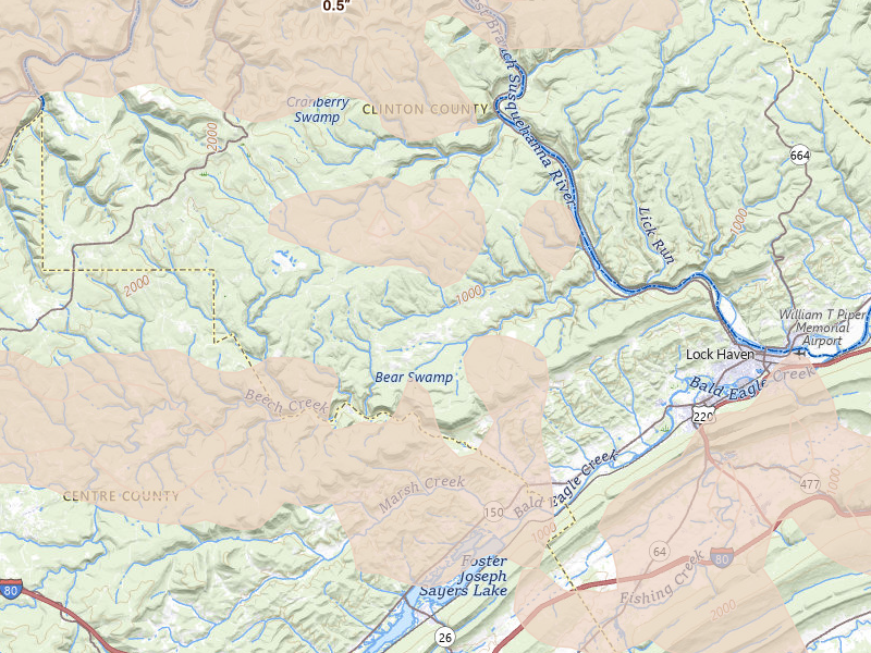 Radar-estimated hail-size map of the storm over Beech Creek, PA on Sep 2, 2026